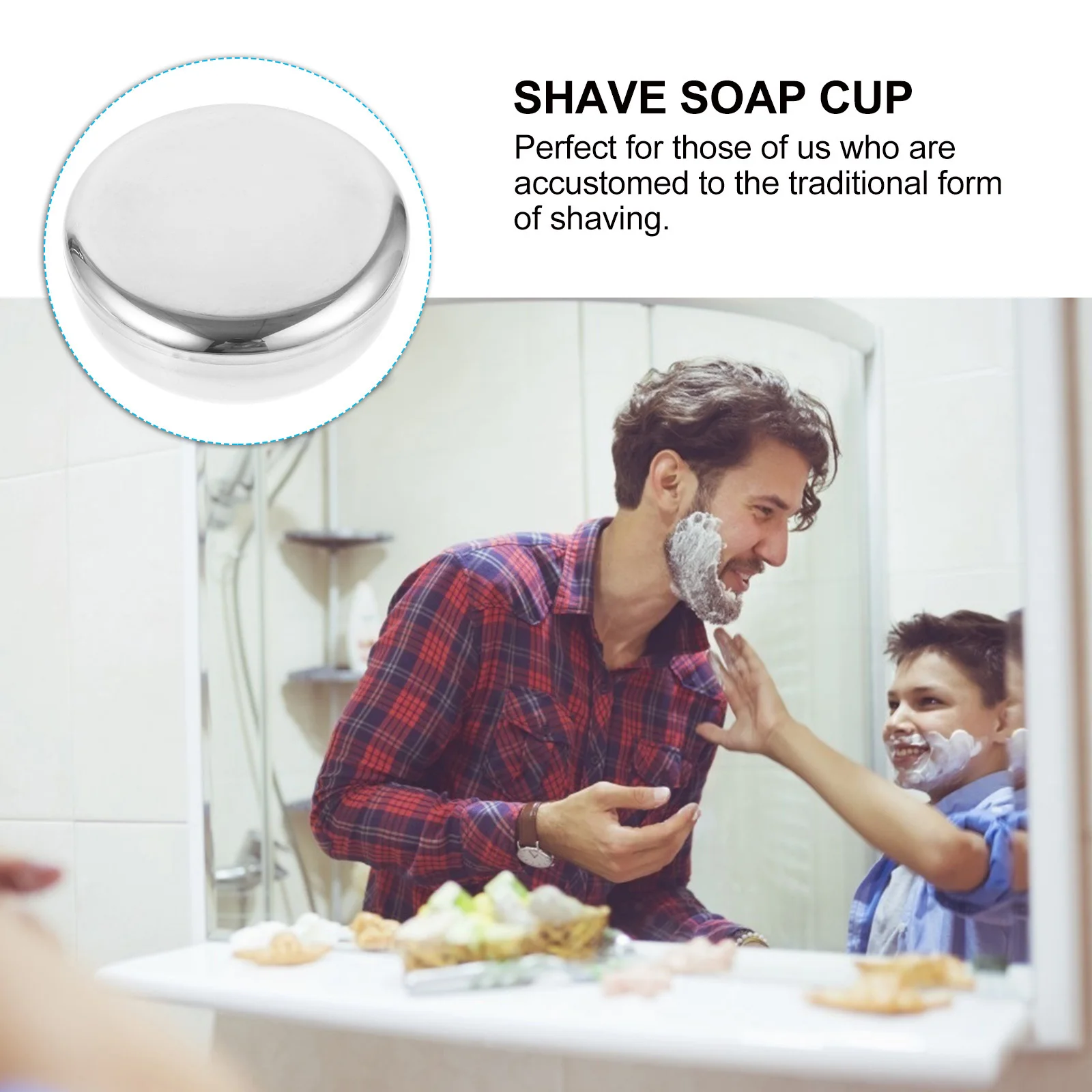 الكلاسيكية الرجال الحلاقة السلطانية الفولاذ المقاوم للصدأ الفضة 52 مللي متر عالية 73 مللي متر واسعة المحمولة الحلاقة كوب الصابون أداة تهذيب الأنيقة #5