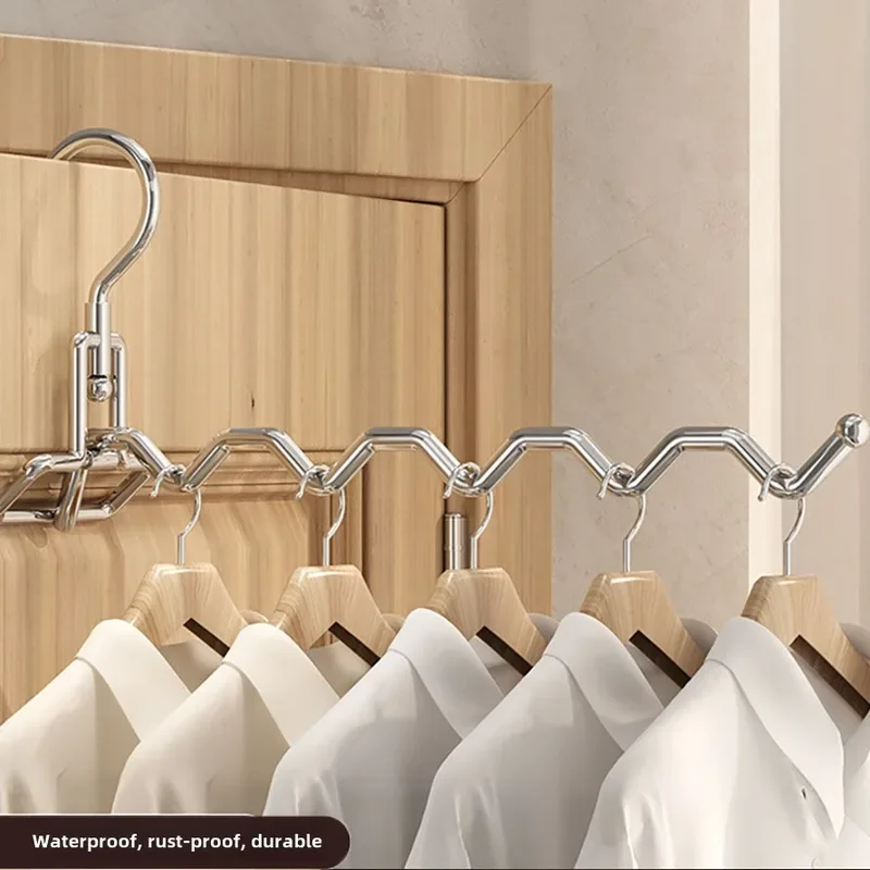 Tragbarer Reise-Kleiderbügel aus Edelstahl, Wäscheständer, Reise-Kleiderbügel, Hängeregal mit 5-Loch für Hotel, Camping, Reisen