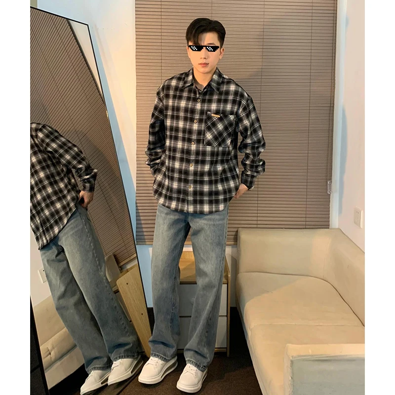 

Мужские джинсы Retro Blue Knife, прямые повседневные брюки в американском стиле, облегающие, CleanFit, осенняя новинка, молодежные, для активного образа жизни