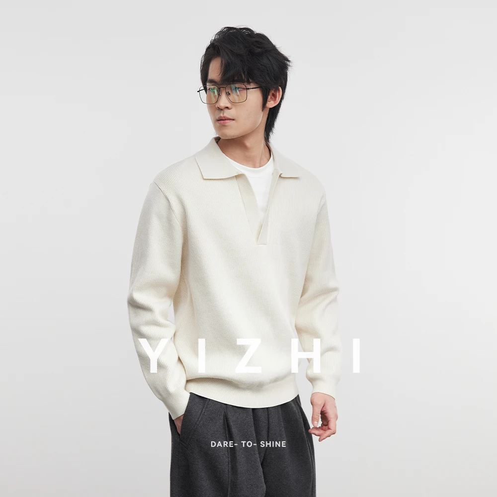 موضة ريترو الرجال وهمية قطعتين بلوزة من الصوف 2025 شتاء جديد التلبيب بلون دافئ طويل الأكمام البلوز العلوي