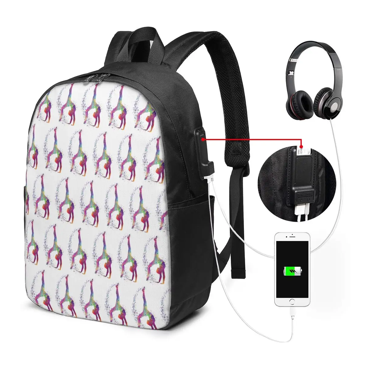 Yoga Sport Gymnastics Watercolor Workout Backpack Travel Notebook Bag Computer College Student School Bag Laptop Shoulder Bags