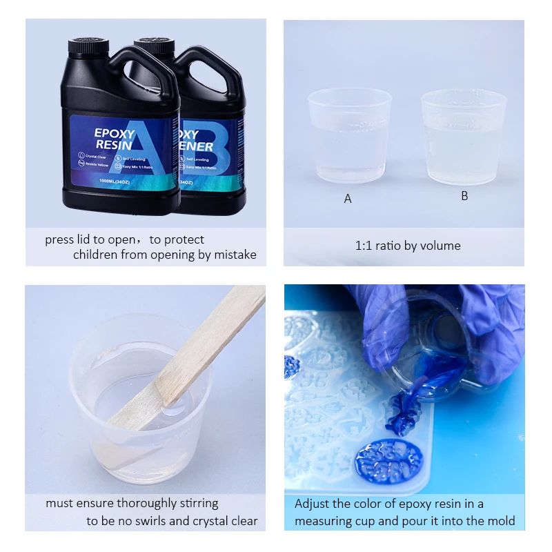 2000ML Epoxy Resin Kit 1:1 Ratio Crystal Clear Epoxy Resin Bubble-Free Anti-Yellowing Resin for Casting, DIY, Resin Art, Molds