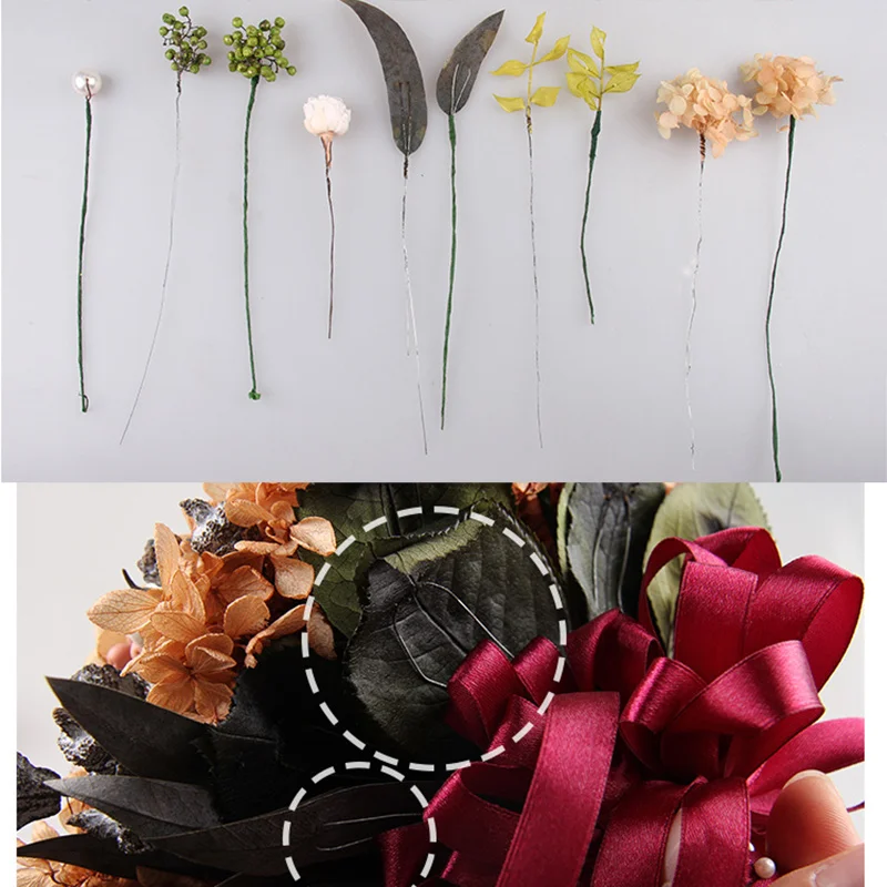 50pcs Simulation Flowers Floral Wire 20 Gauge Crafting Floral Stem for Bouquent Stem Wrapping a Crafts