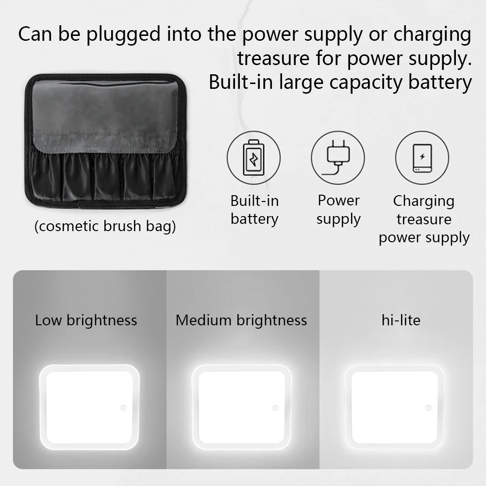 

Smart LED Cosmetic Case with Mirror Women Makeup Bag Portable Large Capacity Simple PU Leather Casual for Weekend Vacation