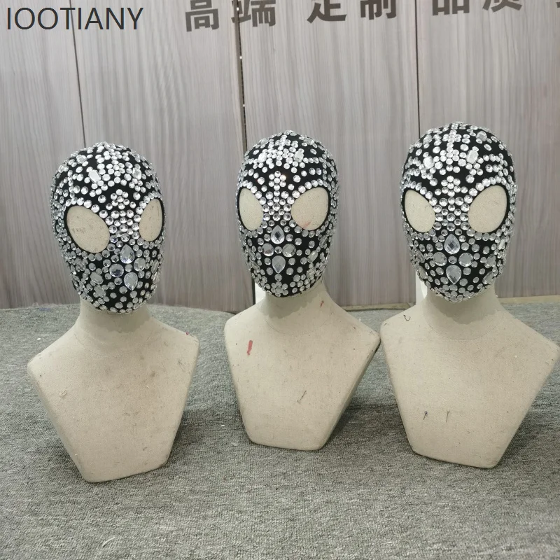 Luxury Sparkling Multi Shaped Rhinestone Embellished Full Face Mask Hollow Eye Cutout Masks Masquerade Festival Cosplay Prop