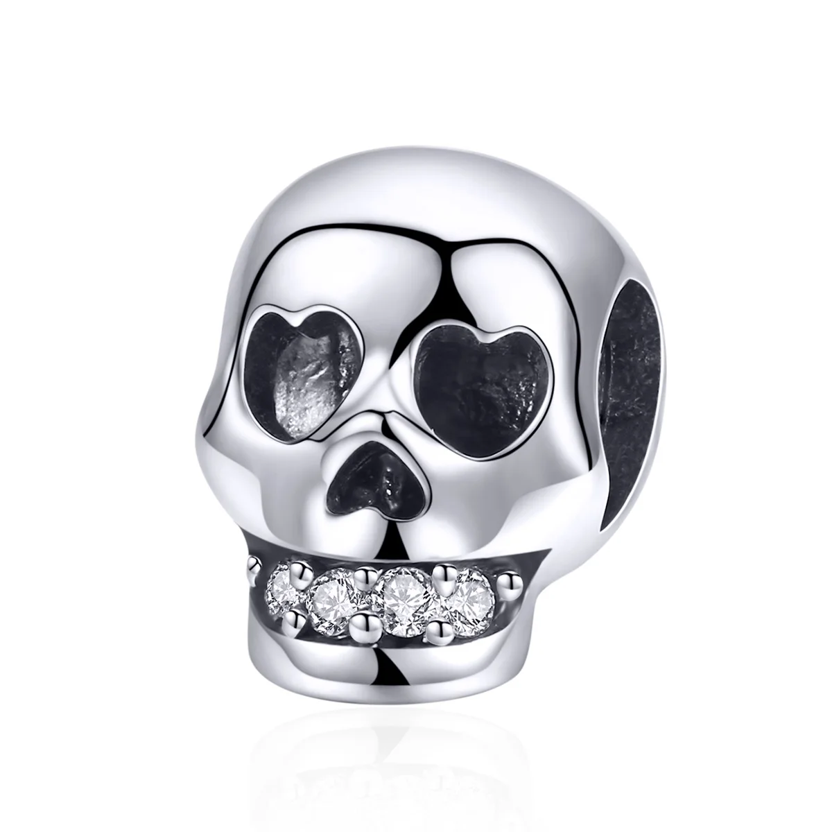 Wostu 925 Sterling Silber Schädel Anhänger Halloween Bold Emaille Gesicht Perlen Fit Original Armband Charms Schmuck, Die DIY Geschenk