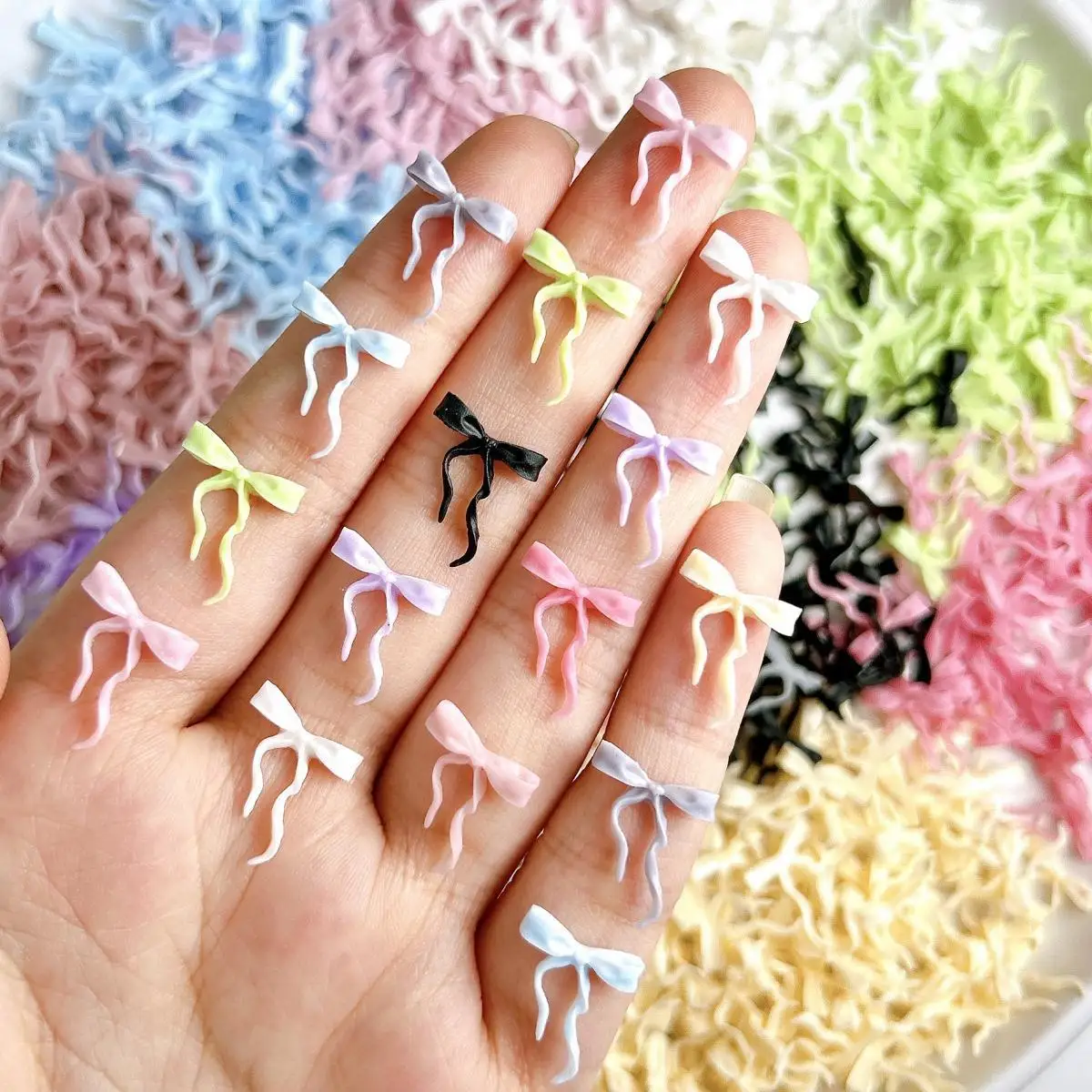 Słodka żywiczna wstążka kokardka do paznokci luzem 3D wielokolorowa miękka kokardka do zdobienia paznokci spinka do włosów ręcznie robione DIY akcesoria rzemieślnicze