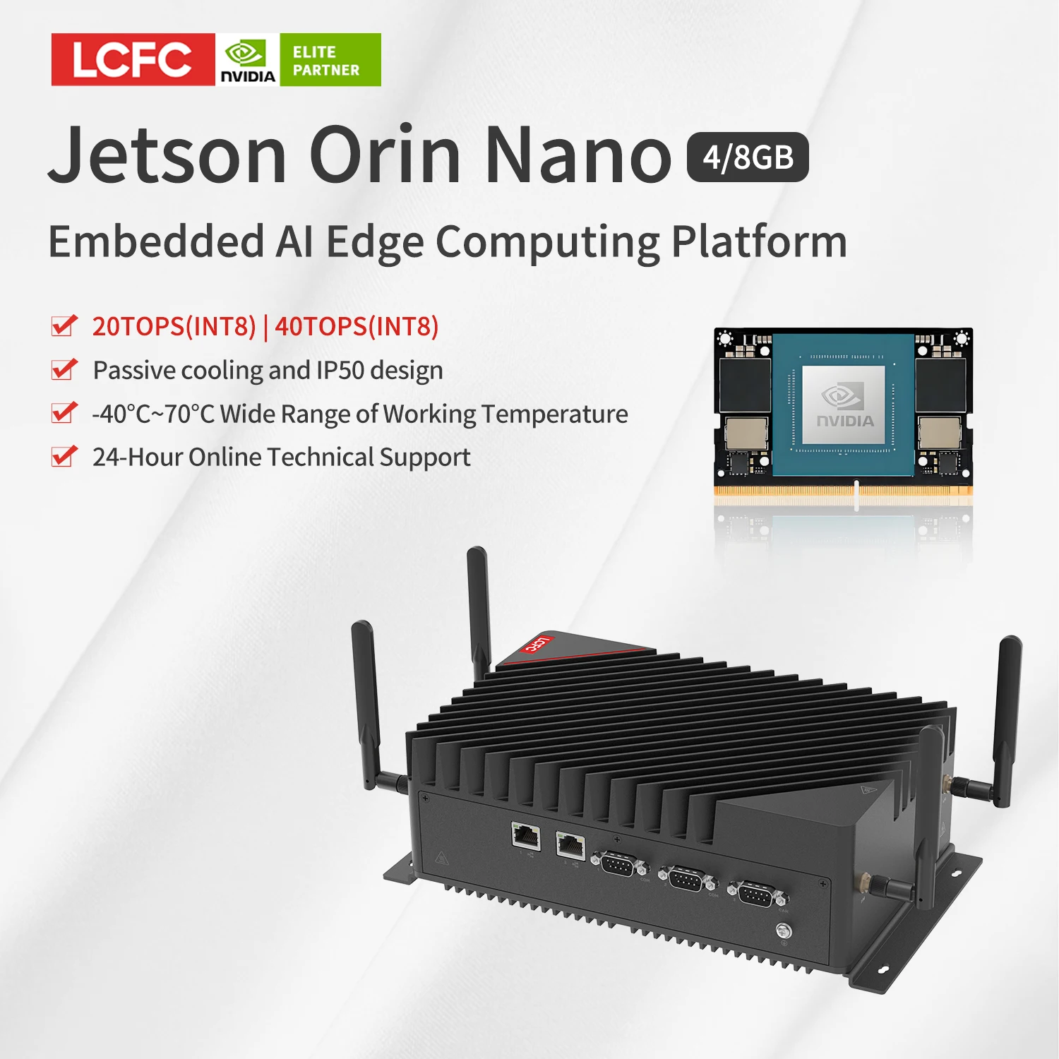 8G Jetson Orin Nano AI Edge كمبيوتر صناعي بدون مروحة مع 40 TOPS CUDA AI Smart Dr-ones Stock Server #2