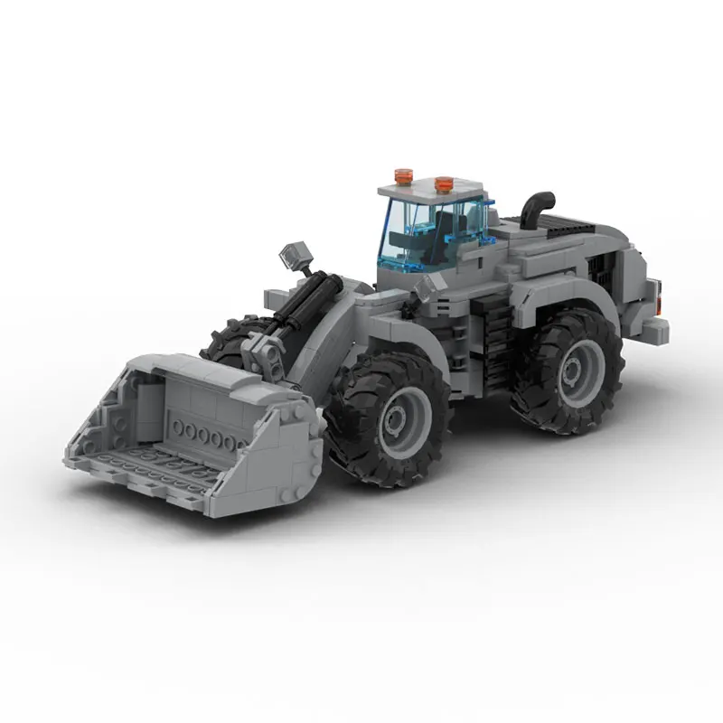 

New MOC Wheel Loader City Engineering Vehicle Gray Model Gift Small Particle Assembly Building Block Toy