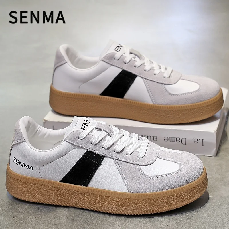 

SENMA Men's and Women's Casual Sneakers Breathable Non-Slip Tennis Walking Shoes Leather Suede Flats Shoes Women Sports Shoes