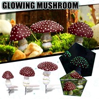 New Night Glow Red Mushroom Micro Landscape Patio Ornament, Glow In The Dark Garden Decoration Accessories, Micro Garden Statue