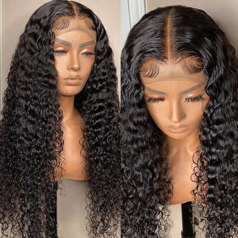 26Inch Soft Long Glueless Natural Black Kinky Curly Lace Front Wig For Women With Baby Hair Synthetic Preplucked Daily