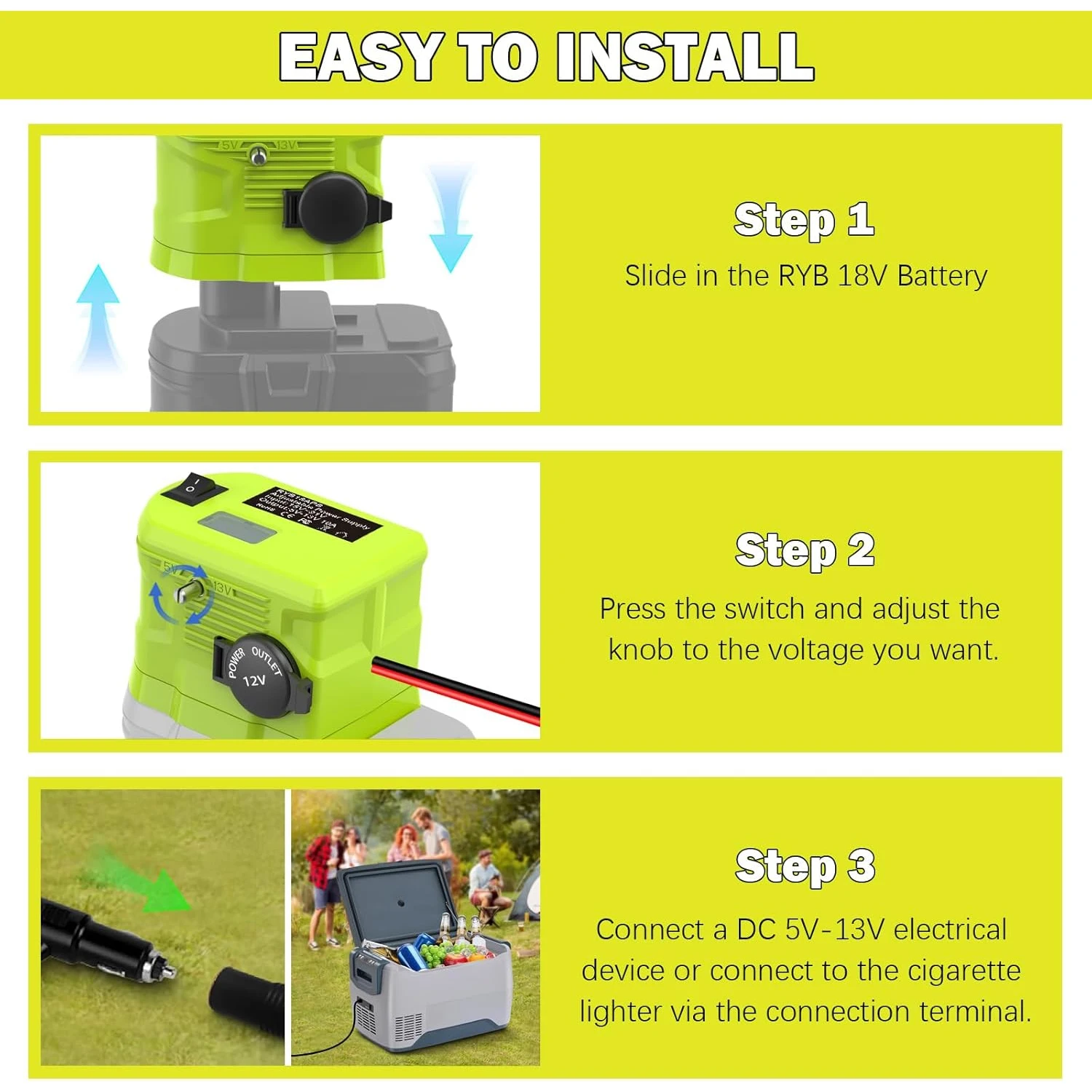 18V auf 12V Abwärtswandler für Ryobi 18V Akku-Stromadapter, Buck-Konverter-Regler für Autoelektrogeräte – Detail 5