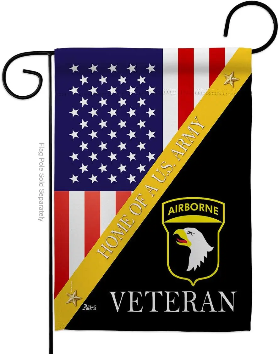 Home of 101st Airborne Garden Flag - Armed Forces Army Rangers United State American Military Veteran Retire Official - House De