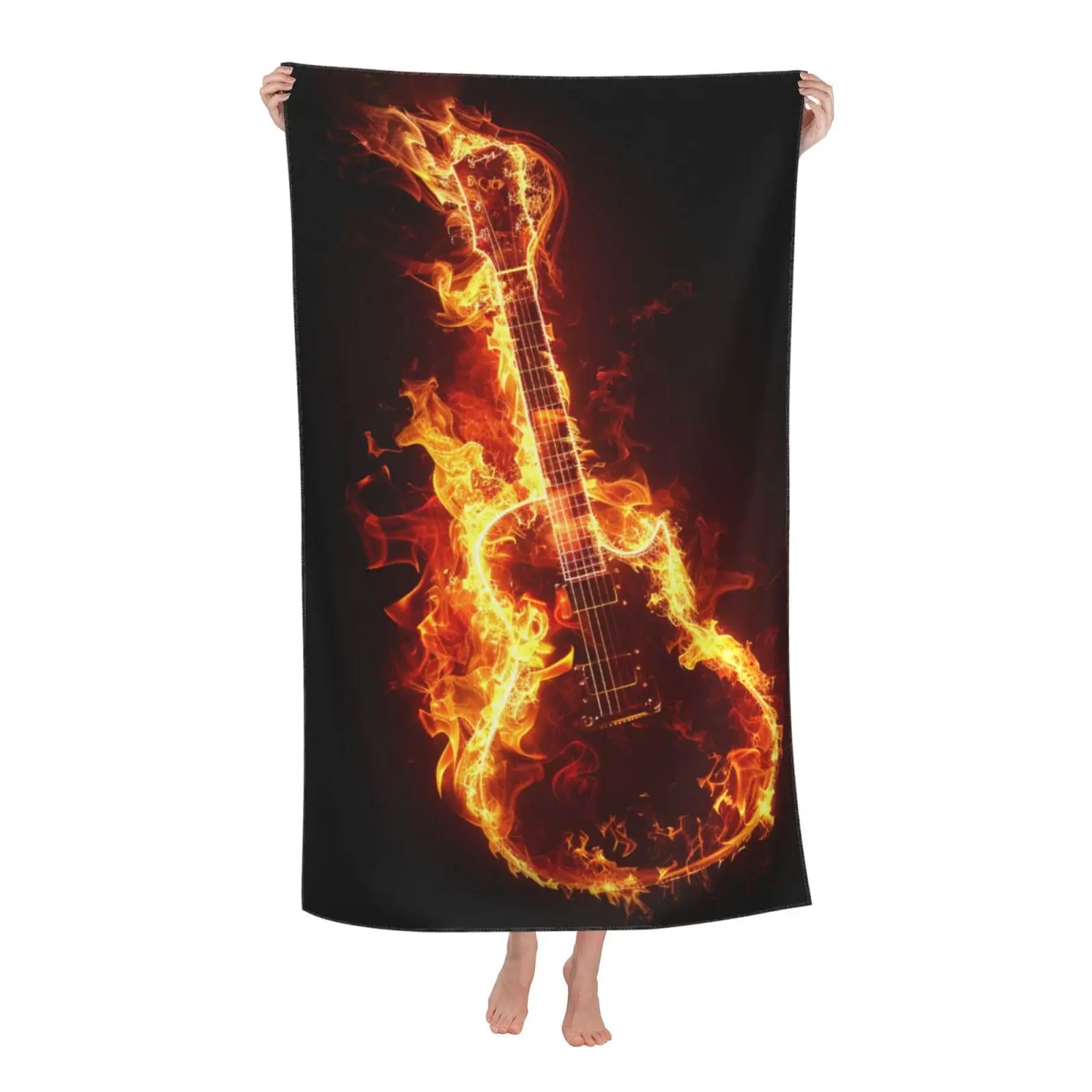 Electric Guitar Print Beach Towel Quick Dry Microfiber Pool Towels Lightweight Large Swimming Towel for Travel Pool Camping