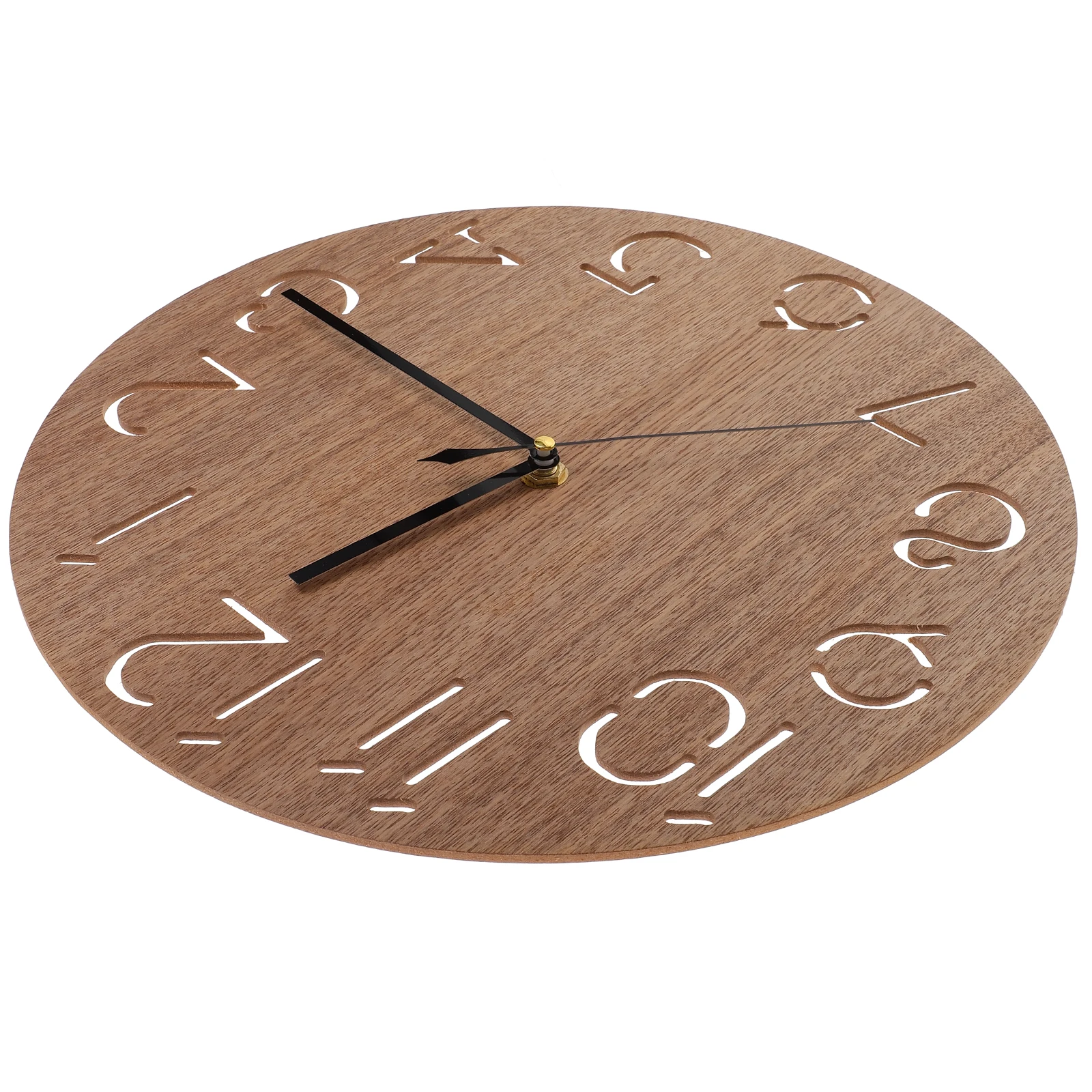 

Wooden Wall Clock Simple Silent Home Decor Solid Wood Hollow Dial Round Kids Bedroom Living Room Non Ticking Hanging Clock