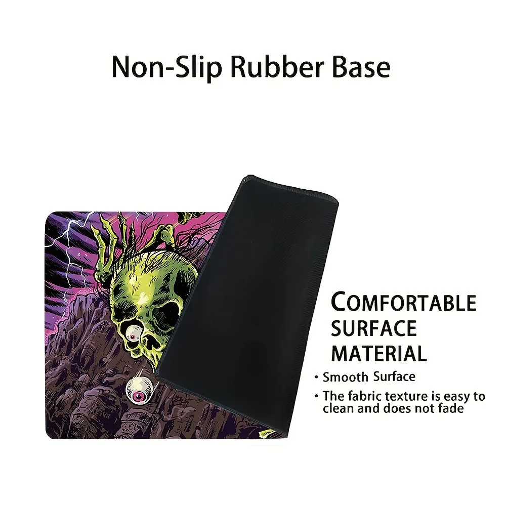 Horror Skeleton Print TCG Zoned Play Mat Durable Office Deskpad Party Gathering Card Game Mat Non-slip Keyboard PC Game MousePad