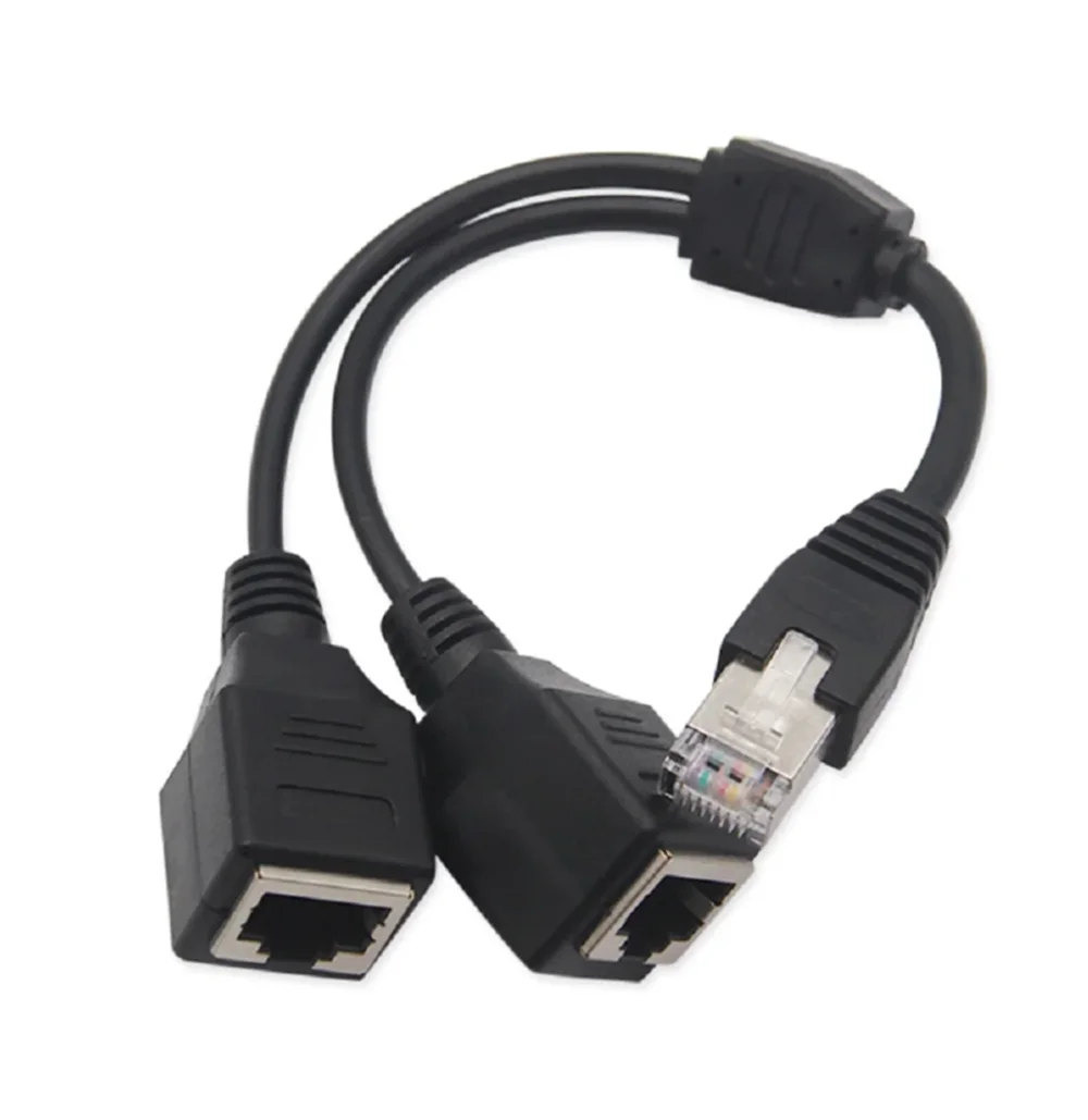 RJ45 1 Male 2 Female Socket Port LAN Ethernet Network Splitter Y-shaped Stable Transmission Network Lead Extension Cable