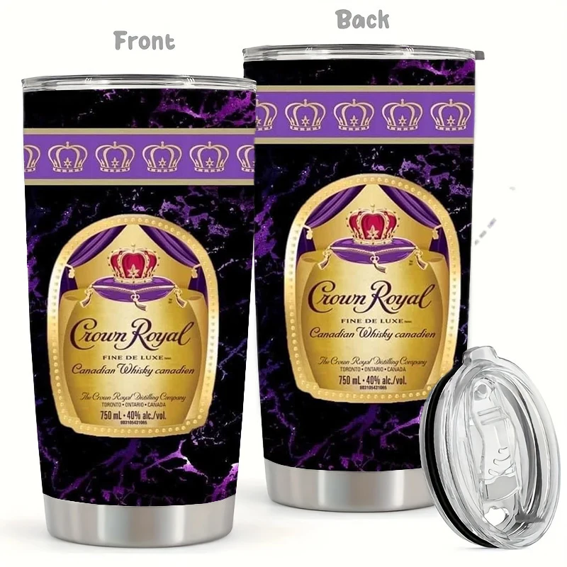 1 قطعة 20 أوقية كراون رويال ويسكي تحت عنوان الفولاذ المقاوم للصدأ، مانعة للتسرب، معزولة، غير قابلة للانزلاق، مقاومة للكسر، مثالية لعيد الميلاد