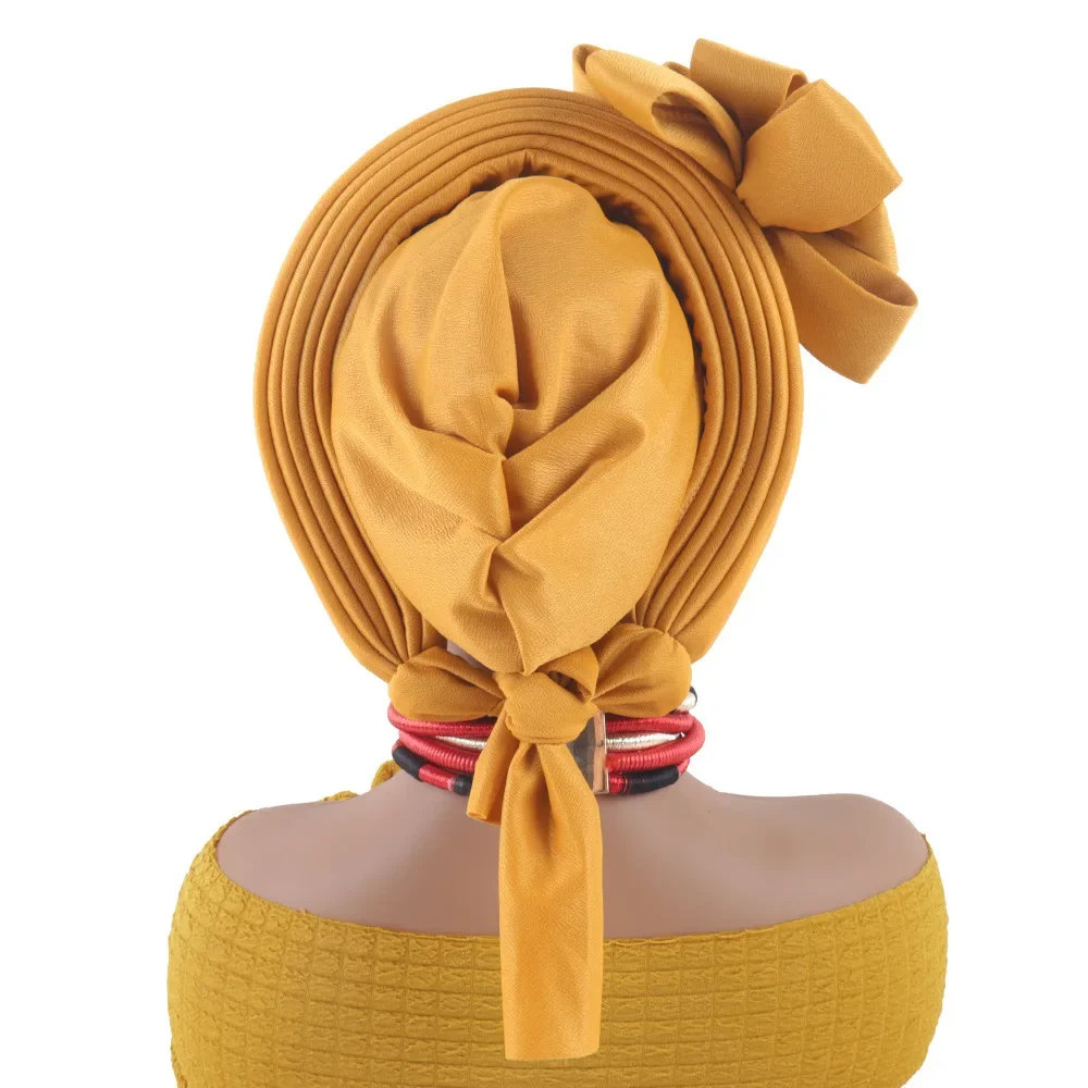 

Elegant Flower Turban Cap for Women Muslim Hijab Bonnet Hat African Auto Gele Headties Nigeria Geles Wedding Headpiece Head Wrap