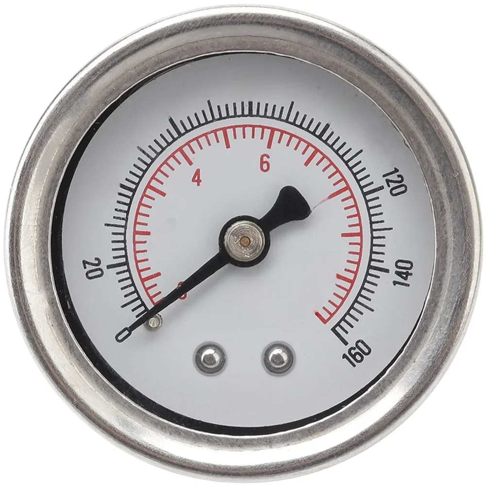 Silver Fuel Pressure Gauge Adapter Kit Fuel Inject Control 0-160 Psi Range Metal Construction Tee Adapter Included