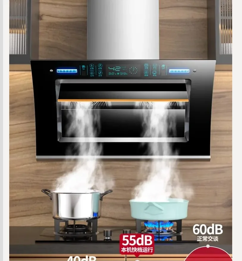 Campana extractora Royalstar de 220V, uso doméstico, lado superior, doble succión, campana de ventilación de cocina de gran potencia, inversor CDD