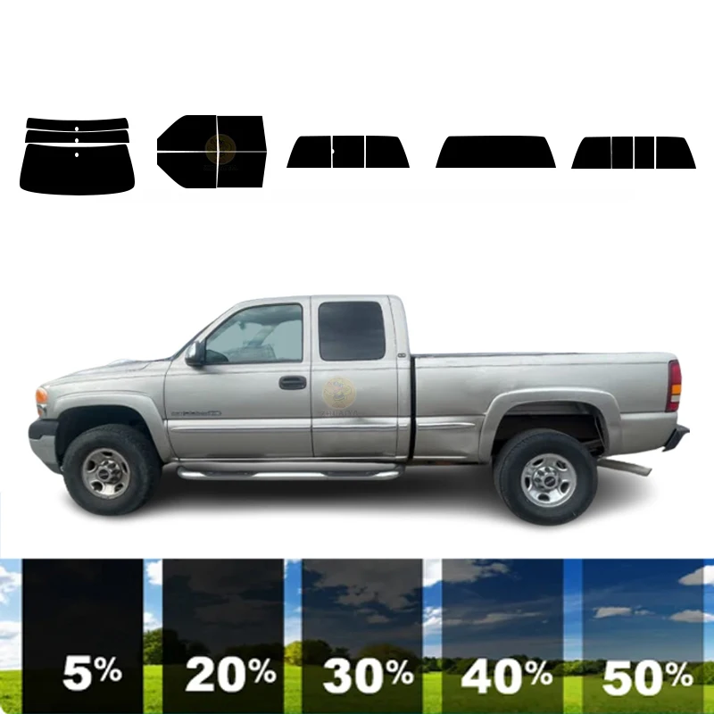 

precut Removable Window Tint Film For Car 100% UVR 5%-70%VLT Heat Insulation Carbon ﻿For GMC SIERRA 2500 4 DR PICKUP 1996-2000