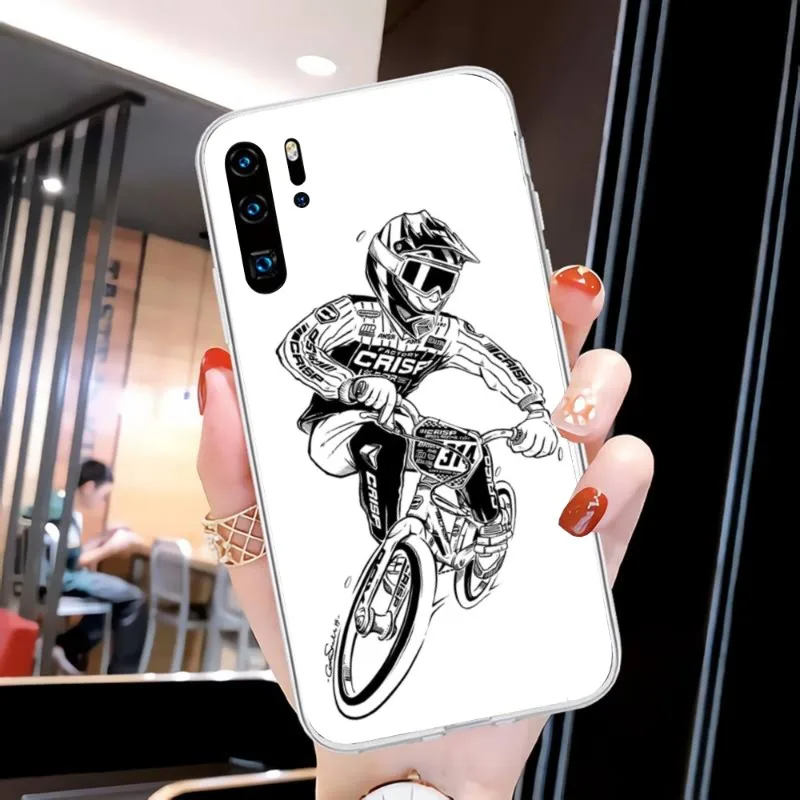 Casing ponsel sepeda BMX untuk Huawei P50 P40 P30 Pro Mate 40 30 Pro Nova 8 8i Y7P penutup telepon bening Honor