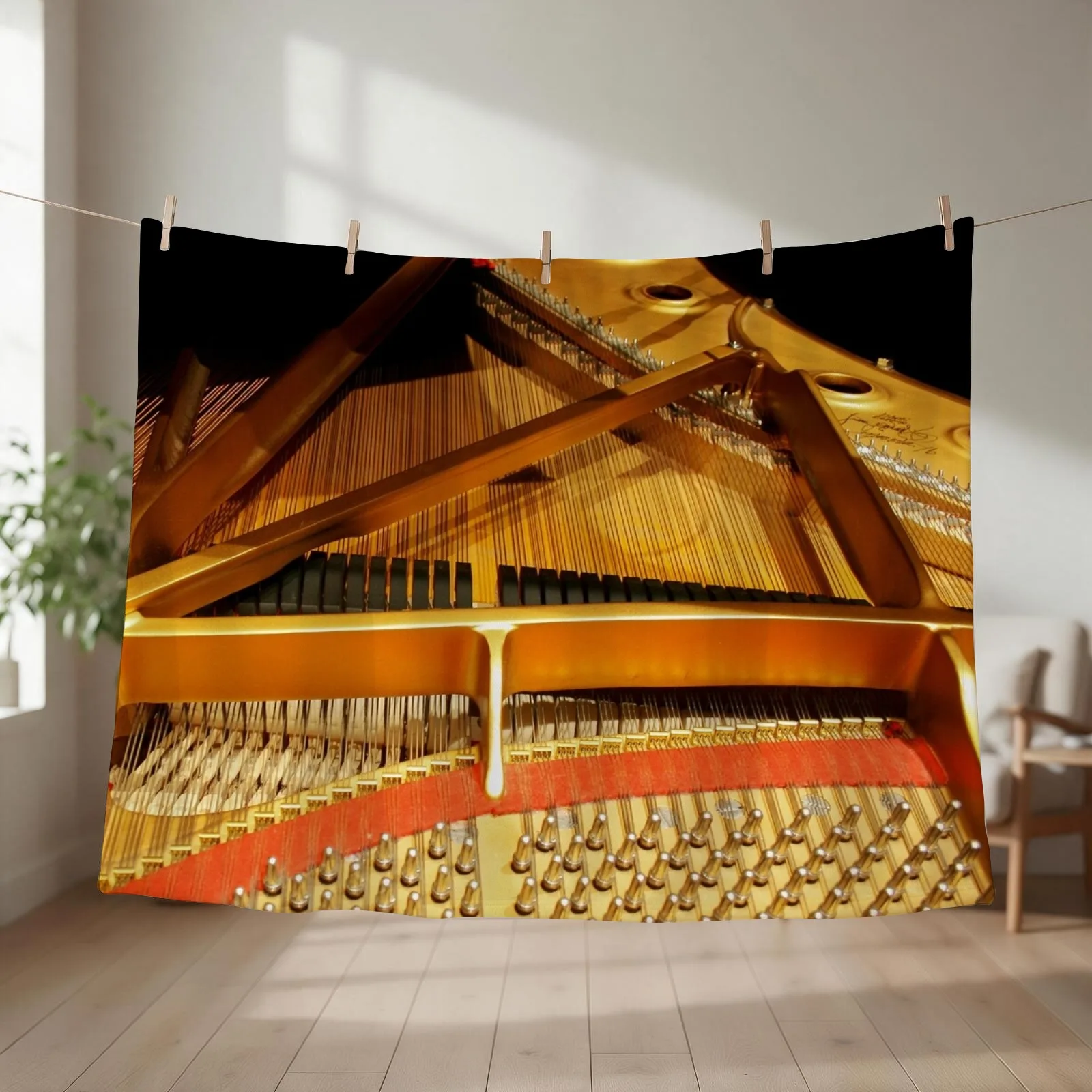 Inside a Steinway Concert Grand Piano Throw Blanket couch cozy soft plush fuzzy picnic outdoor blanket