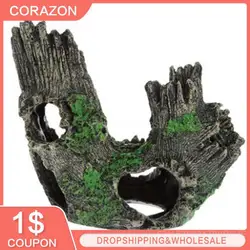 Moss-like Root Landscaping Cichlid Family Shrimp Cave House Aquarium Tree Hole Tank Decorative Fish Tank Decorative Resin