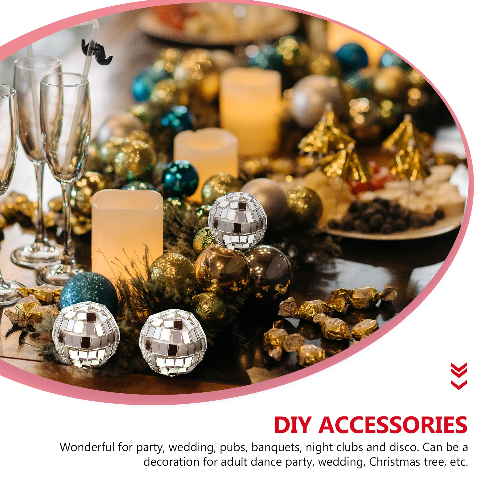 

20Pcs Mirror Ball Ornaments Glass Reflective Spheres Wedding Party Disco Stage Decoration Small Disco Ball Bar Reflective Sphere