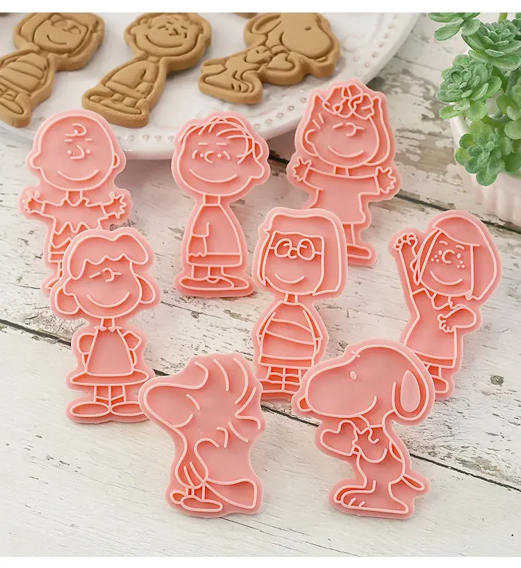 A Set Snoopy Biscuit Mold Custom Cookie Cutter Baking Tools Cake Baking Accessories Cookie Mould Plastic Press Mold