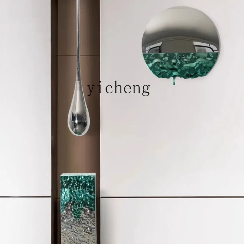 BJ-21   sky ceiling pendant ktv hotel lobby art sculpture water drop ceiling ornament stainless steel base ornament