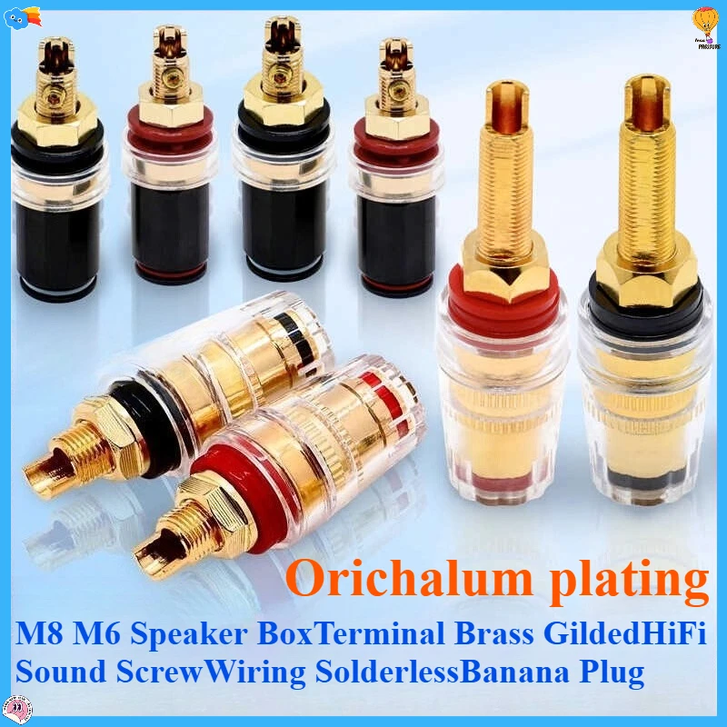 

High-End M8 M6 Speaker Box Terminal Brass Gilded HiFi Sound Screw Wiring Solderless Banana Plug Socket for Audio Equipment