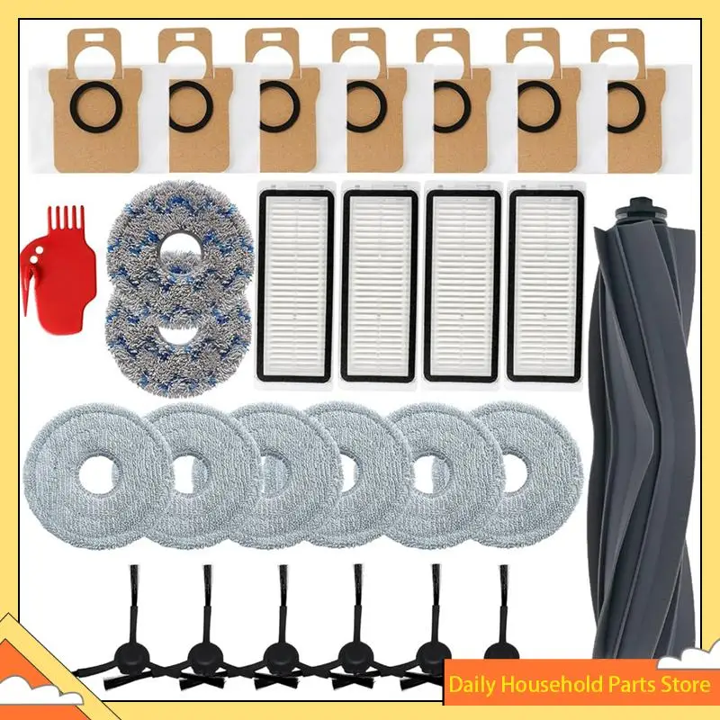Peças de reposição para aspirador de pó dreame l30 ultra/l20 ultra, escova lateral principal, filtros hepa, esfregão, saco de pó
