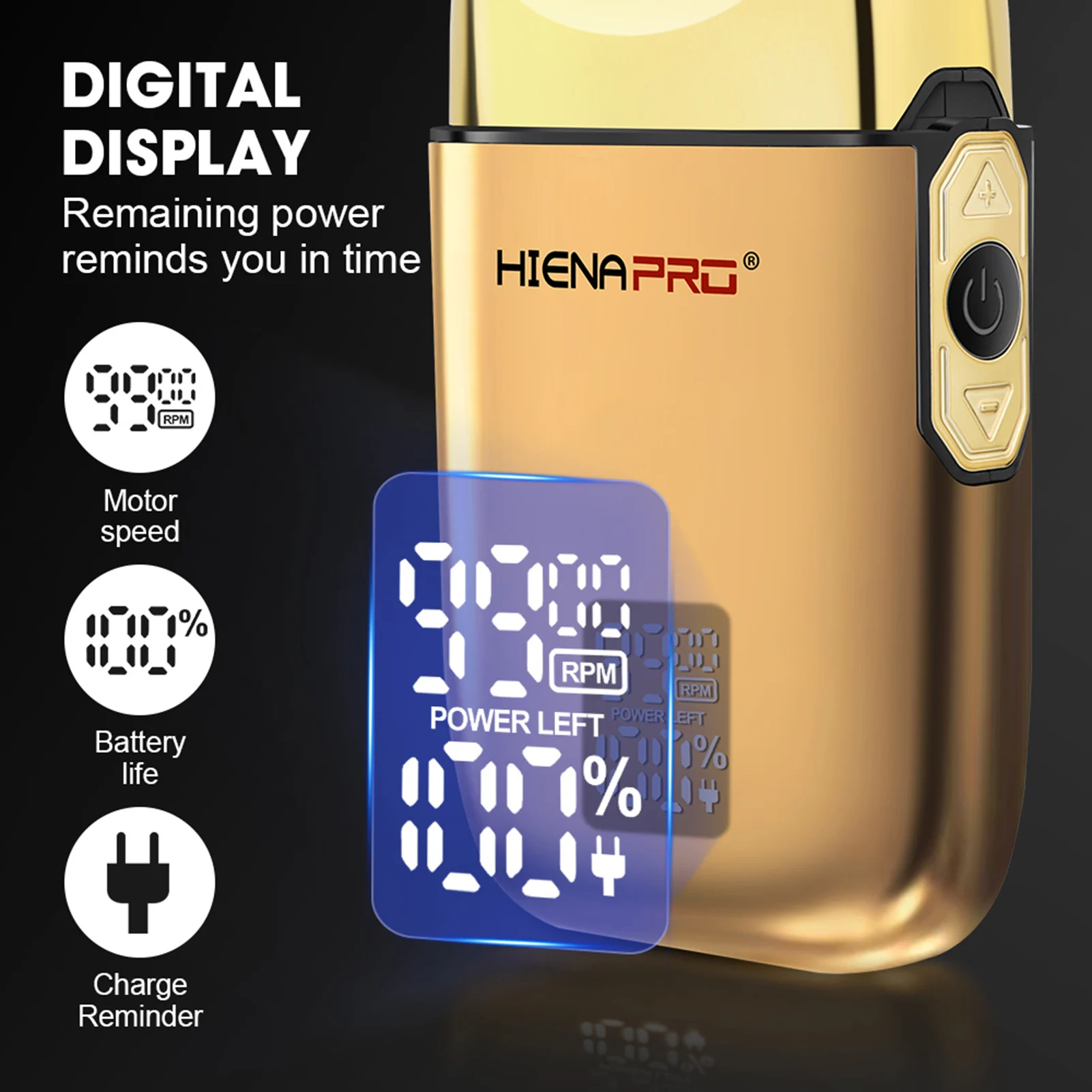 Maquinilla de afeitar portátil para hombre, afeitadora eléctrica de barba con pantalla LED, maquinillas de afeitar afiladas alternativas, máquinas para cortar cabello profesionales HIENA