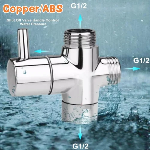 Imagen 1 del producto Válvula desviadora de cabezal de ducha de 3 vías de cobre G1/2, adaptador de interruptor de tres funciones, conector, segregador de grifo, accesorios de baño