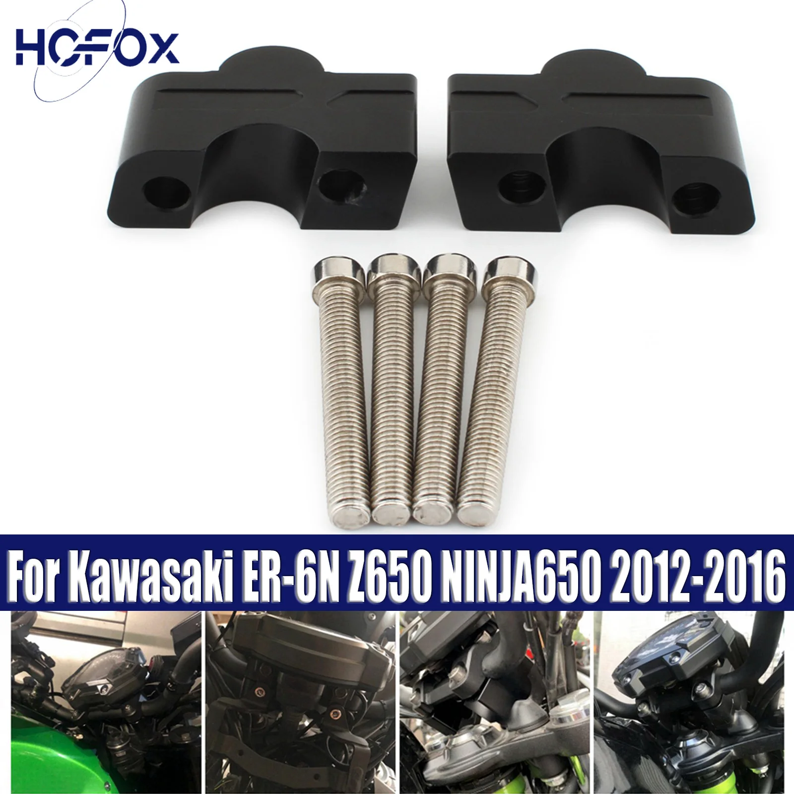 

For Kawasaki ER-6N Z650 NINJA650 2012-2016 Height 30mm Riser Handlebar Clip Adapter