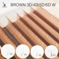 Supmacio Brown 3D/4D/5D W Lashes Bloom Floración automática Suave Prefabricado Fans Natural Suave Pestañas individuales