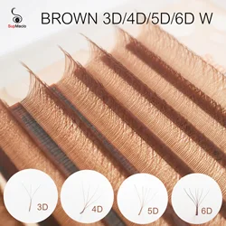 Supmacio Brown 3D/4D/5D W Lashes Bloom Automatic Flowering Soft Premade Fans Natural Soft Individual Eyelashes