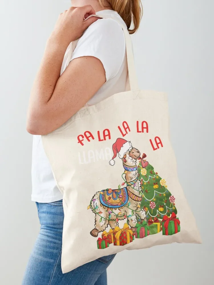 

Fa La La Llama Llama Christmas Tote Bag hand bags cute pouch bag hand bag ladies Canvas