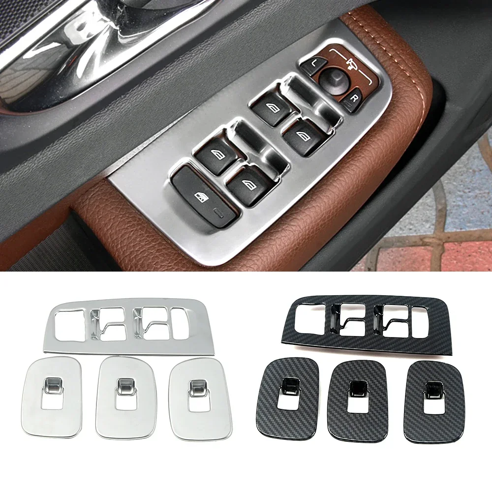 For Volvo XC60 LHD 2018-2025 V60 S60 Car Interior Sticker Door Armrest Window Lift Switch Button Panel Cover Trim Matter Silver