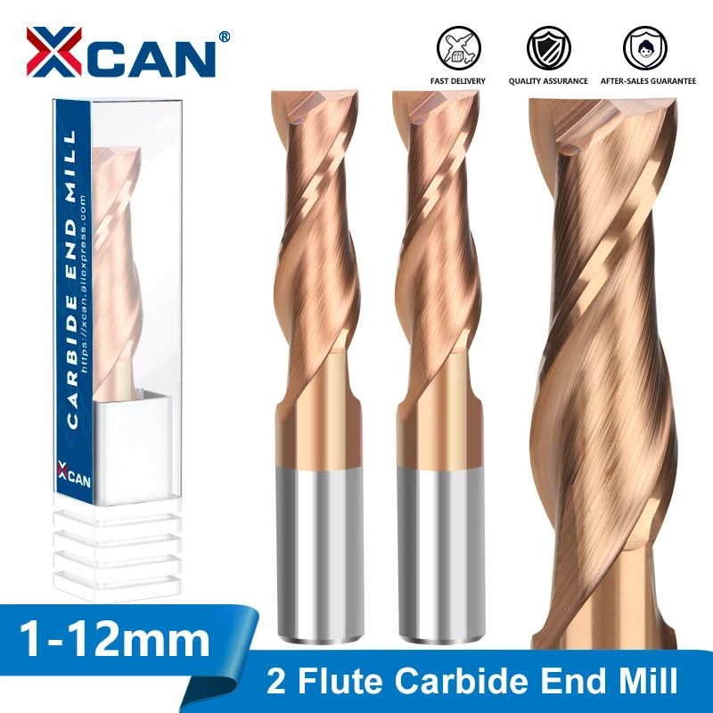 

XCAN Milling Cutter 1-12mm Two Flutes Carbide End Mill TiCN Coated Flat End Mill Bit CNC Machine Milling Bit CNC Cutting Tools