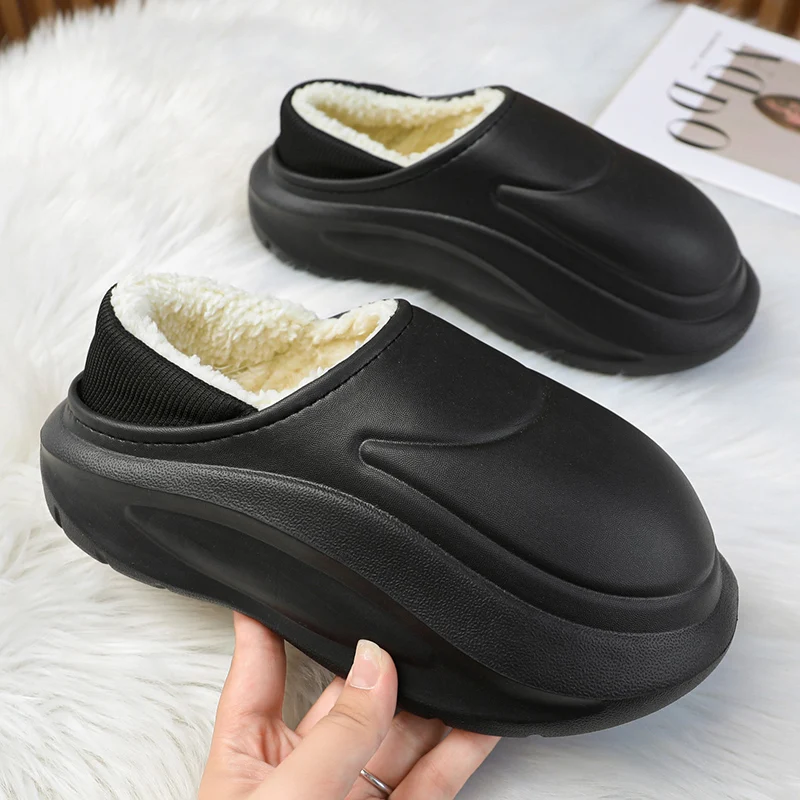 Thick Soles Women Winter Home Cotton Slippers Waterproof EVA Slippers Warm Plush Slippers For Men Female Indoor Shoes