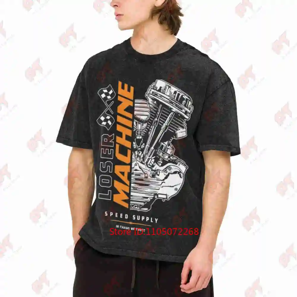 Loser Machine Pan Overdrive Engine Racing Vintage Washed Tee Pure Cotton T-Shirt