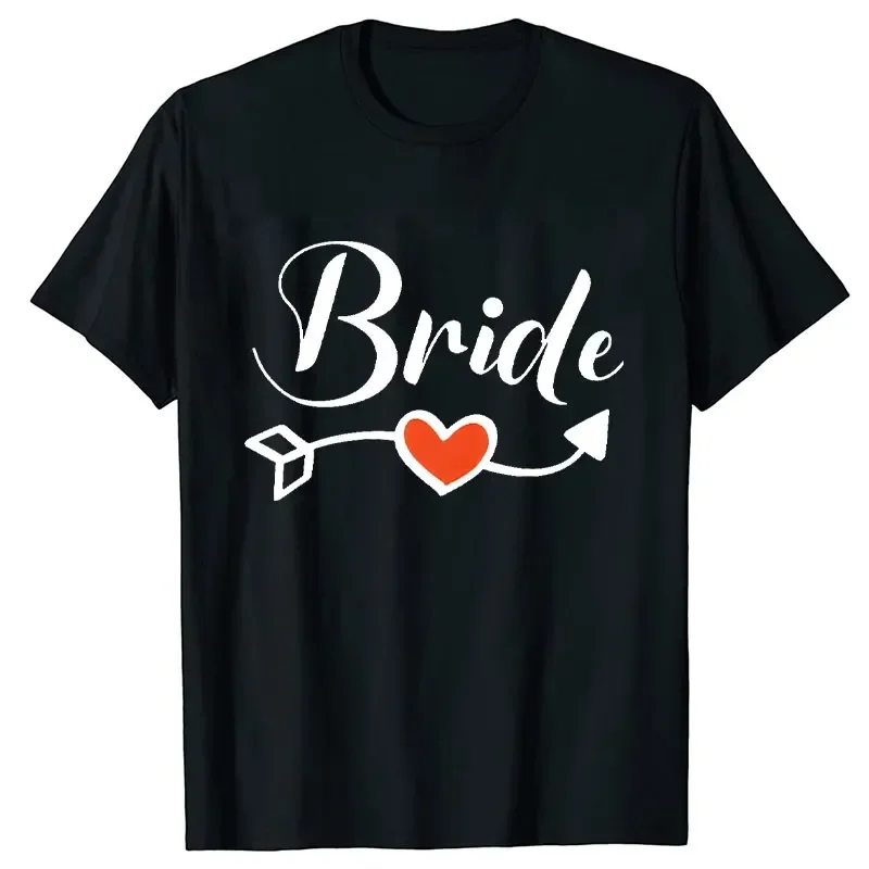 Bride Tribe T-Shirt Cupid Arrow Y2k Graphic Friends Bridal Wedding Engaged Tees  Hen Party Tops Women Short Sleeve