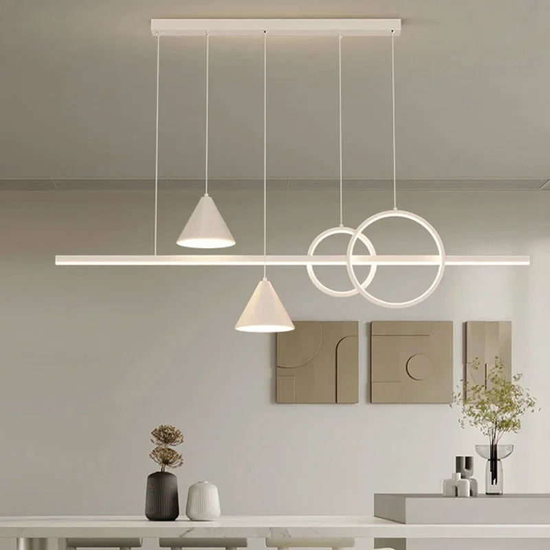 Modernos Lustres LED para Cozinha, Bar, Sala de Jantar, Sala de Estar, Quarto, Iluminação Interior, Teto Pingente, Preto e Branco, Nórdico