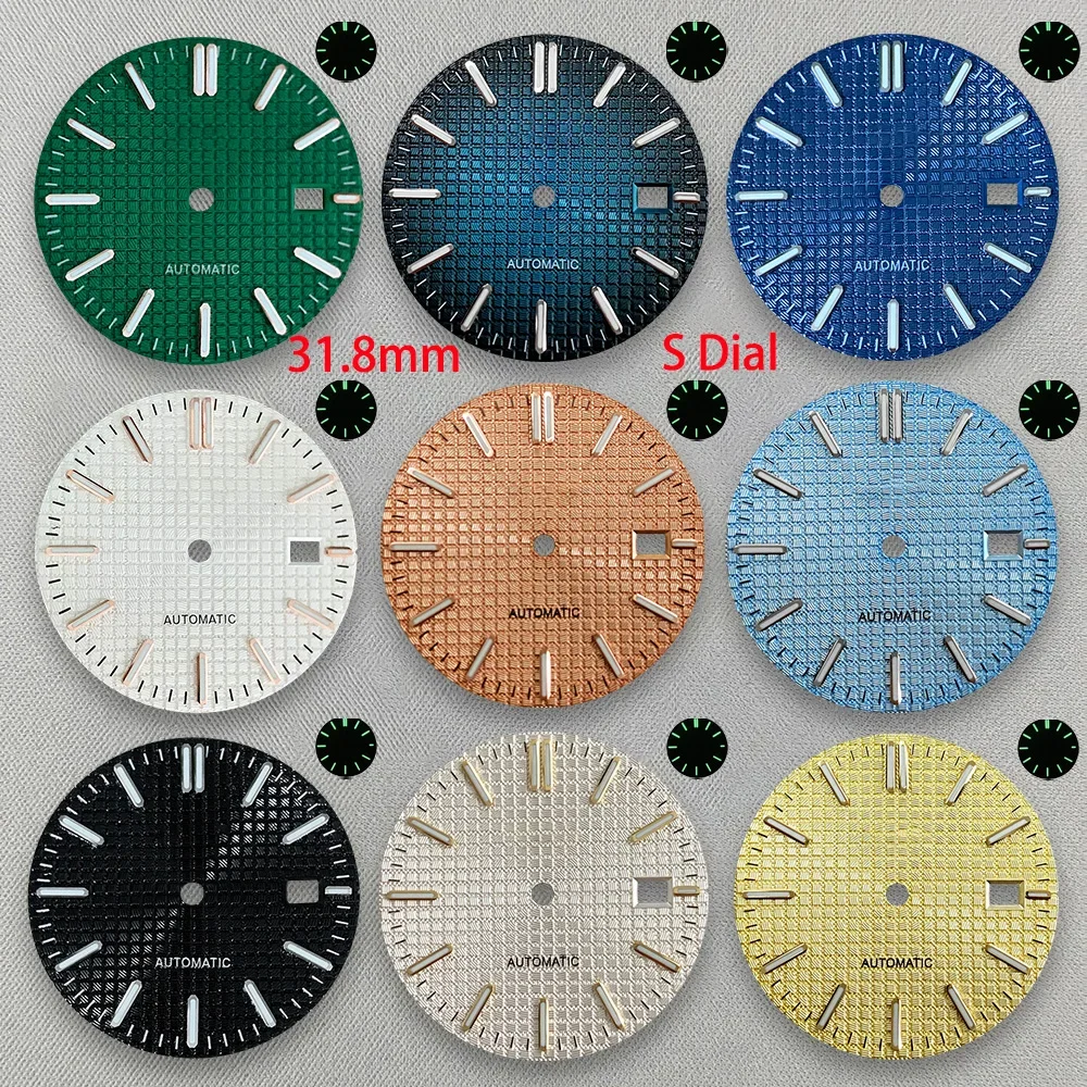 31.8mm NH35 Dial Face S LogoDial Suitable For Royal Oak NH35/NH36/4R/7S Movement Green Luminous Watch Modification Accessories