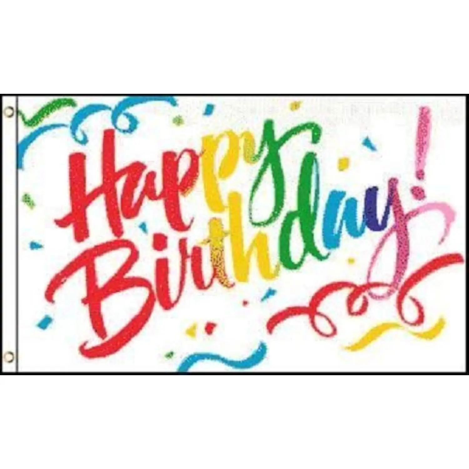 Happy Birthday Colorful Script Polyester Flag 3x5FT 4x6FT Outdoor Hanging Banner