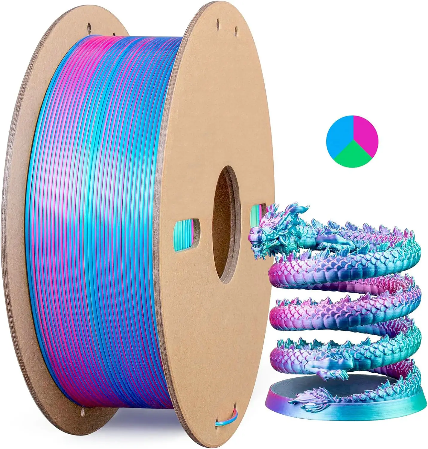 

1 шт. Трехцветная нить для 3D шелкографии, шелковая многоцветная нить розово-красная, небесно-голубая и зеленая, 3 в 1 нить, 1 кг (2,2 фунтов)